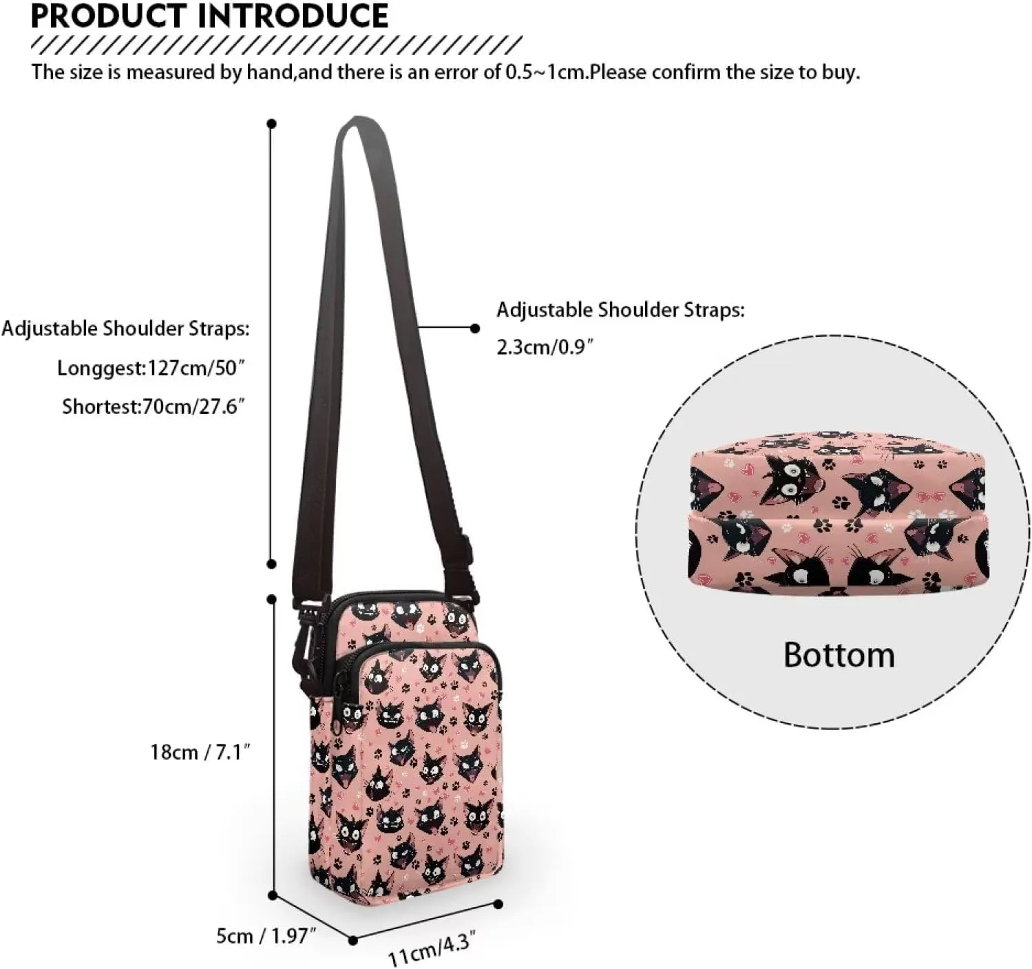 Double Layer Mini Crossbody Bag, Satchel Bags Handbag for Women Men