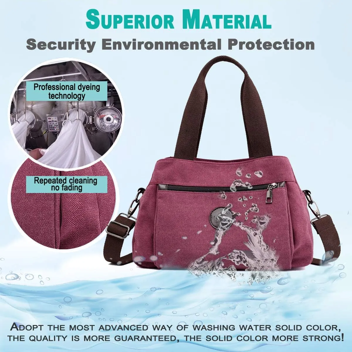 DOURR Hobo Handbags Canvas Crossbody Bags for Women, Multi Compartment Tote Purse Medium Satchel