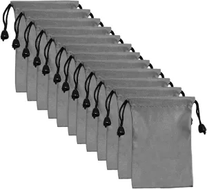 Drawstring Bags Set Small Grey Waterproof Storage Bag Cloth Bag and Ditty Pouch Wrap Storage Bags Pouches,12 Pcs (9x13CM)