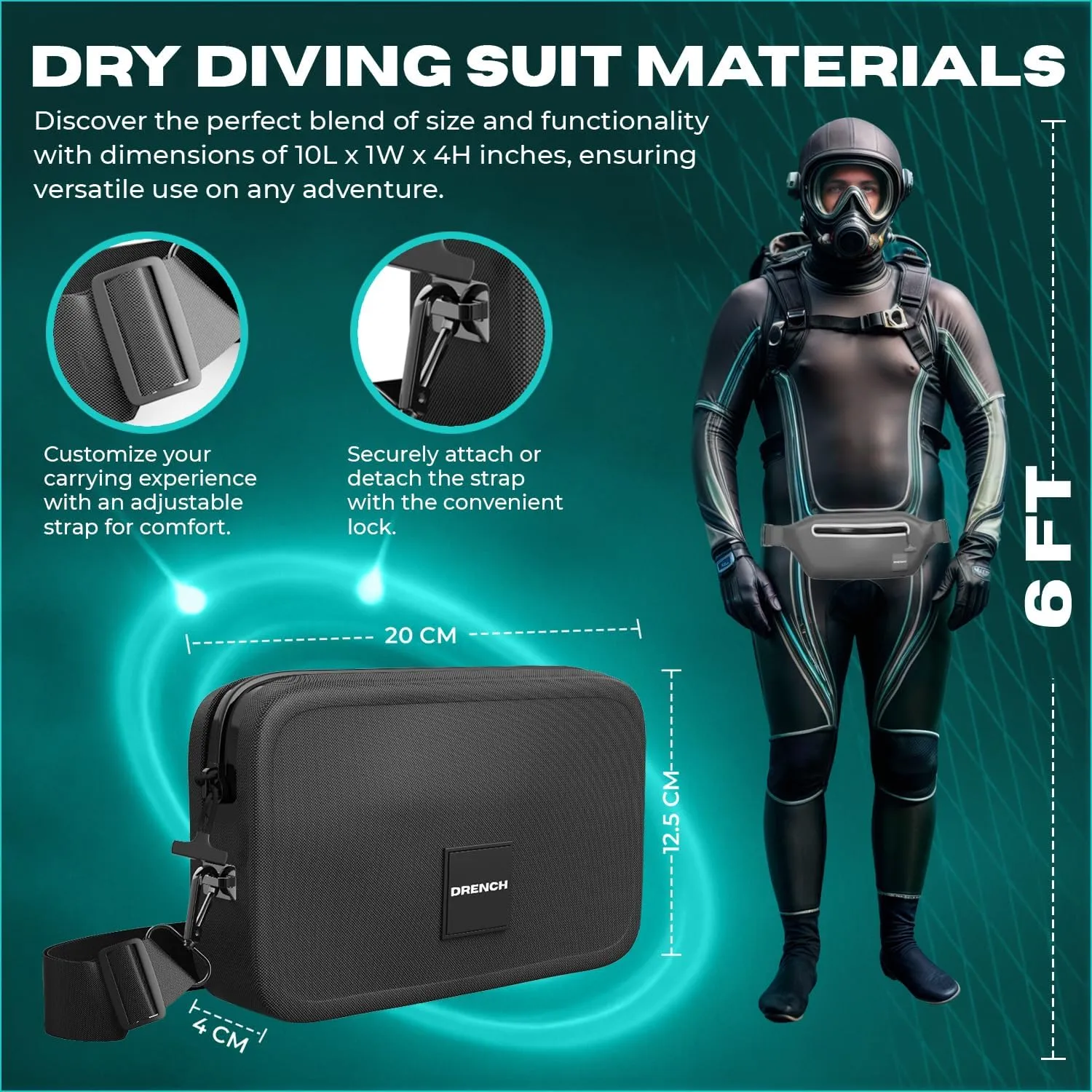 Drench 100% Underwater Waterproof Fanny Pack. Waist Pack. Submersible Waterproof Phone Pouch. Dry Bag for Swimming & Snorkelling. Underwater Phone case.
