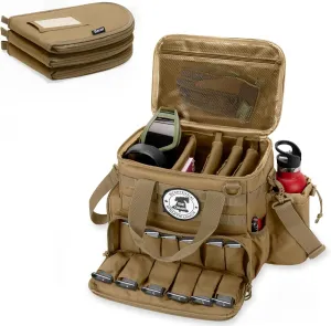 DSLEAF Tactical Gun Range Bag with 3 Pistol Cases, Gun Duffle Range Bag with 12X Magazine Slots and Extra Pockets for Shooting and Hunting