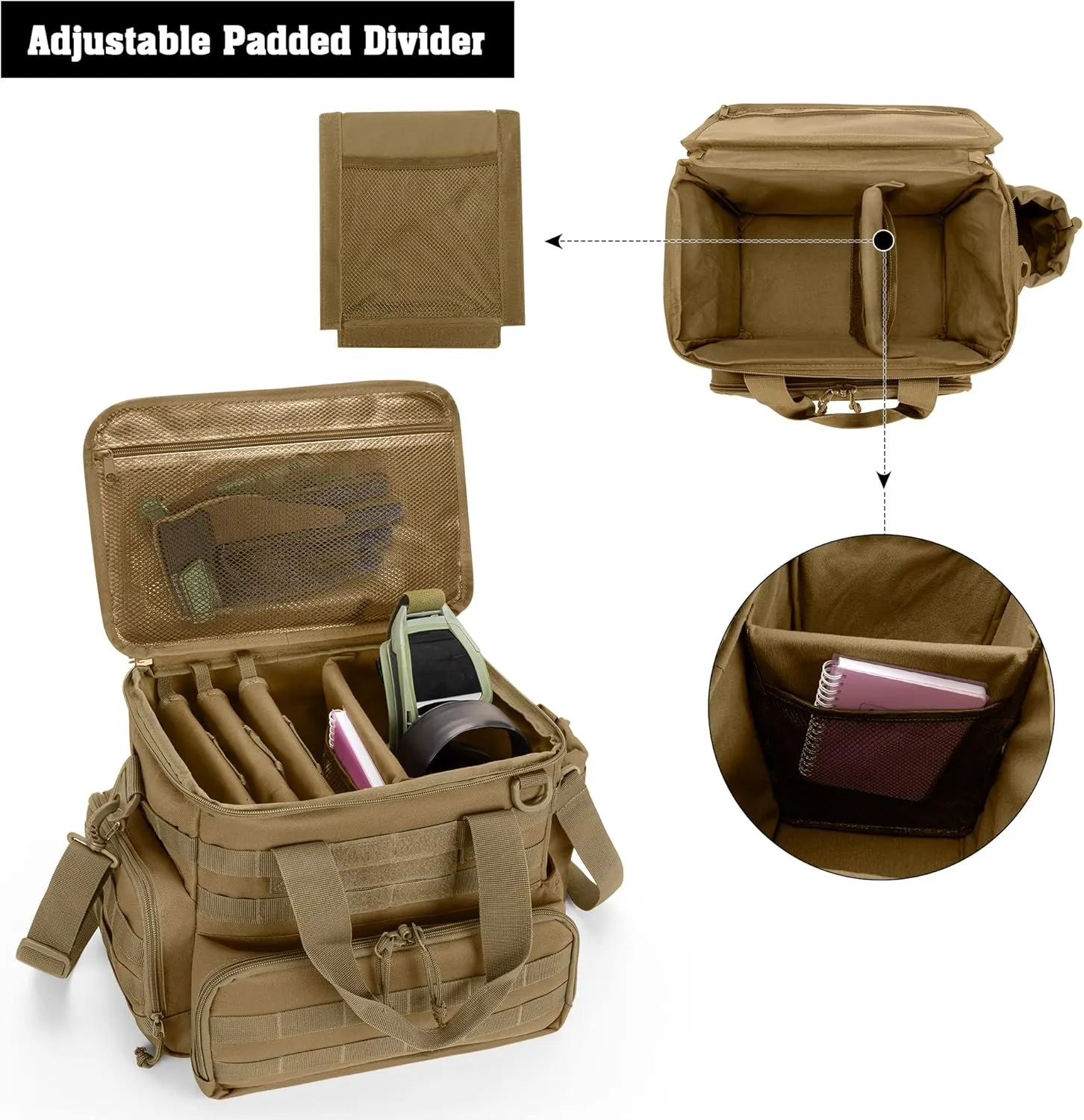 DSLEAF Tactical Gun Range Bag with 3 Pistol Cases, Gun Duffle Range Bag with 12X Magazine Slots and Extra Pockets for Shooting and Hunting