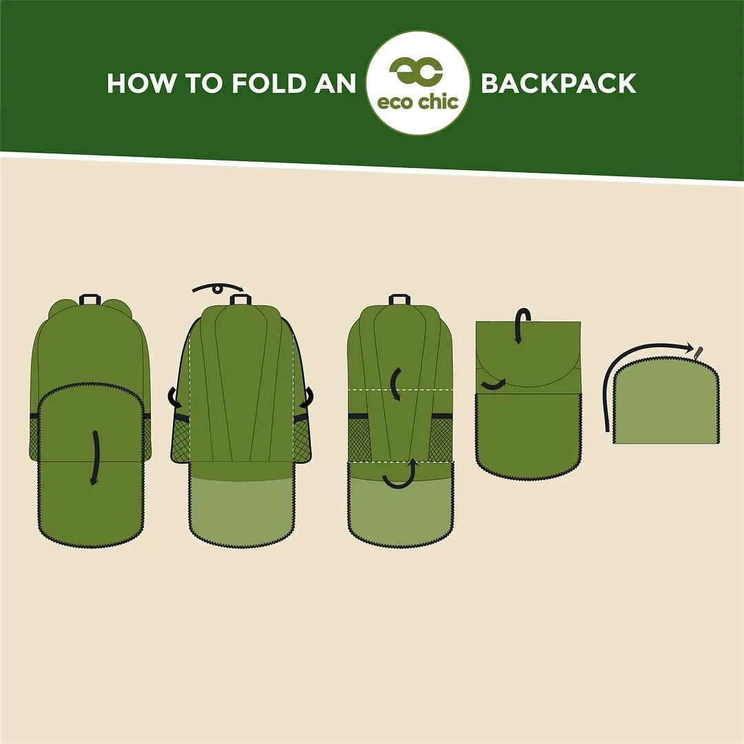 ECO CHIC Hiking Lightweight Packable Backpack - Foldable Daypack for Travel & Hiking & Outdoor Adventures - Waterproof Backpack from Recycled Materials (Dogs Teal)