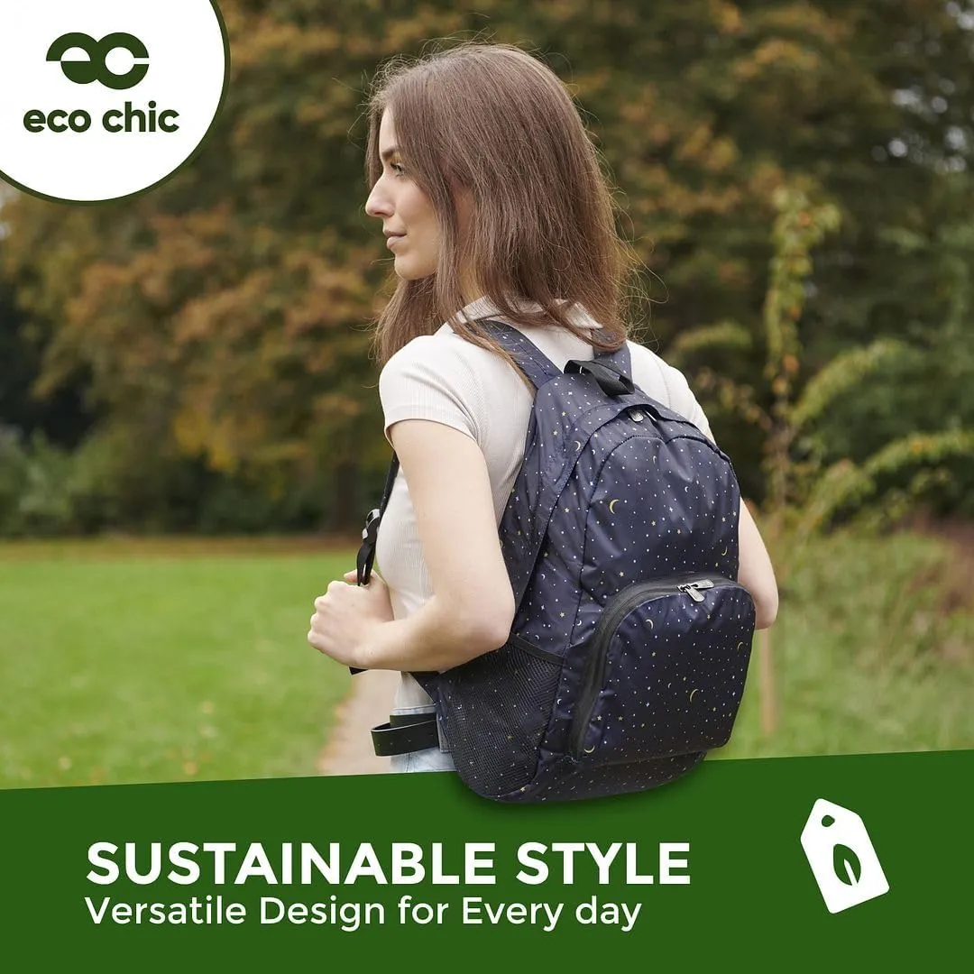 ECO CHIC Hiking Lightweight Packable Backpack - Foldable Daypack for Travel & Hiking & Outdoor Adventures - Waterproof Backpack from Recycled Materials (Dogs Teal)