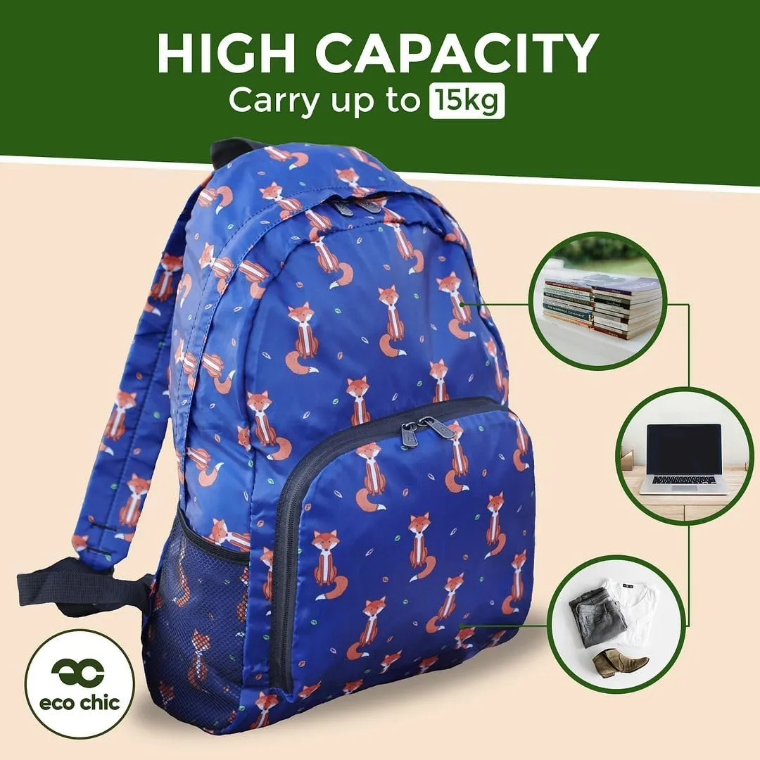 ECO CHIC Hiking Lightweight Packable Backpack - Foldable Daypack for Travel & Hiking & Outdoor Adventures - Waterproof Backpack from Recycled Materials (Dogs Teal)