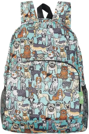 ECO CHIC Hiking Lightweight Packable Backpack - Foldable Daypack for Travel & Hiking & Outdoor Adventures - Waterproof Backpack from Recycled Materials (Dogs Teal)