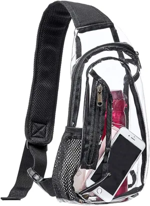Edraco Clear Sling Bag, Stadium Approved Clear Bag, Transparent Chest Daypack for Hiking, Stadium or Concerts
