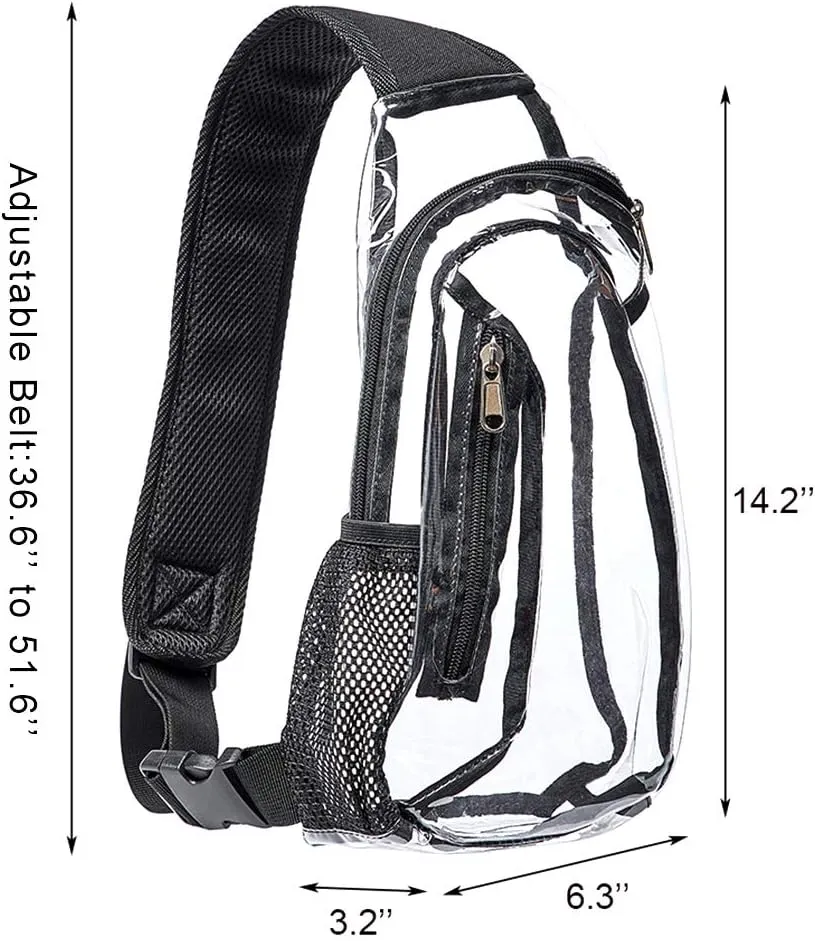 Edraco Clear Sling Bag, Stadium Approved Clear Bag, Transparent Chest Daypack for Hiking, Stadium or Concerts