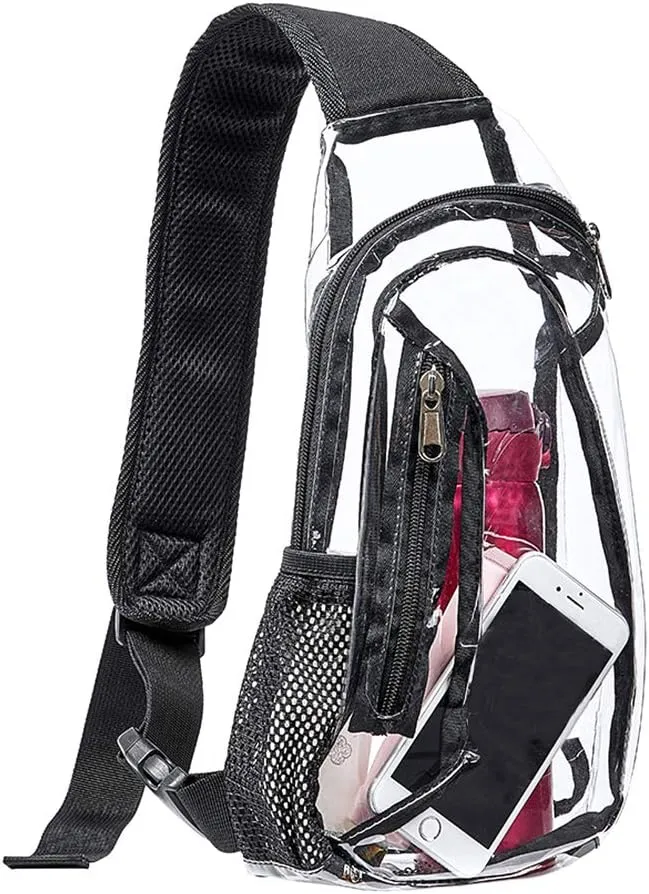 Edraco Clear Sling Bag, Stadium Approved Clear Bag, Transparent Chest Daypack for Hiking, Stadium or Concerts