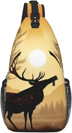Elk Artwork Sling Bag For Women Men Travel Hiking Backpack Crossbody Shoulder Chest Bags Casual Daypack