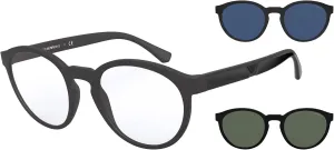 Emporio Armani Men's Ea4152 Prescription Eyewear Frames with Two Interchangeable Sun Clip-ons Round