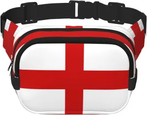 England Flag Square double - layer fanny pack with adjustable shoulder strap - travelling fanny pack - perfect for outdoor sports