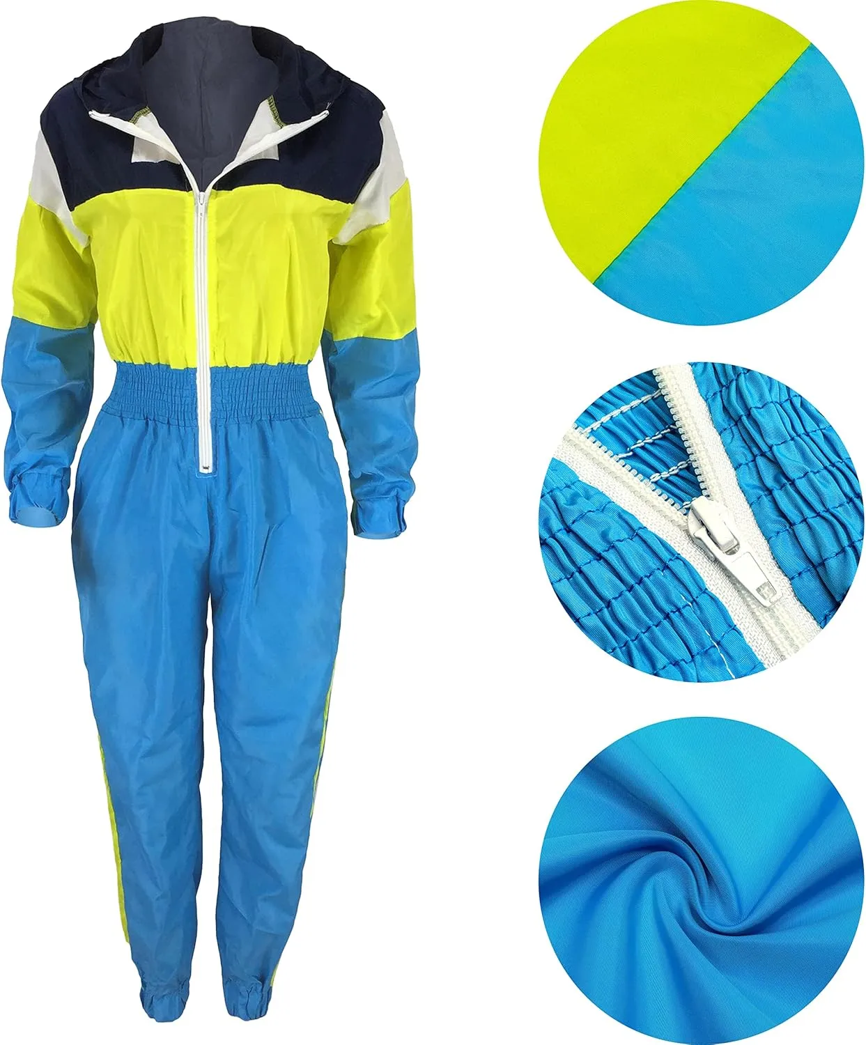 EOSIEDUR Women's Pullover Hoodies Jumpsuit Zipper Jacket Windbreaker Elastic Waistband Pants One Piece Outfits Tracksuit Set