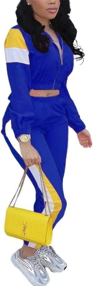 EOSIEDUR Women's Two Piece Outfits Zip Top Jacket and Elastic Waistband Pant Women Sweatsuit Tracksuit Sets