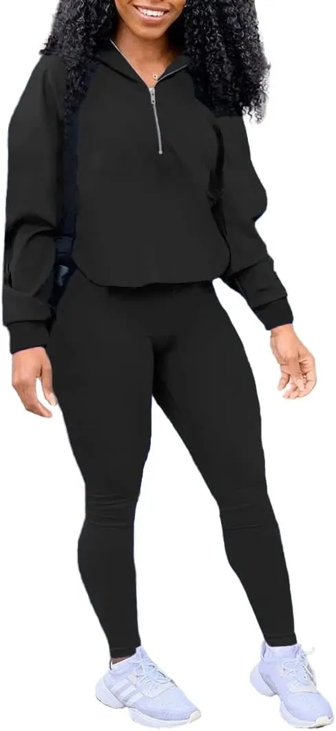 EOSIEDUR Women's Two Piece Outfits Zip Top Jacket and Elastic Waistband Pant Women Sweatsuit Tracksuit Sets