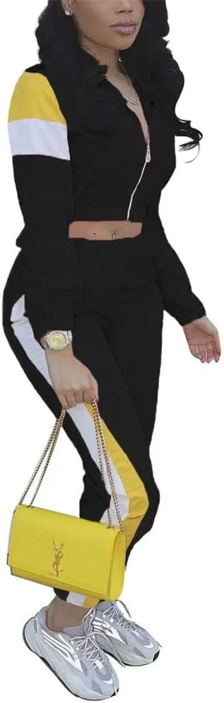 EOSIEDUR Women's Two Piece Outfits Zip Top Jacket and Elastic Waistband Pant Women Sweatsuit Tracksuit Sets