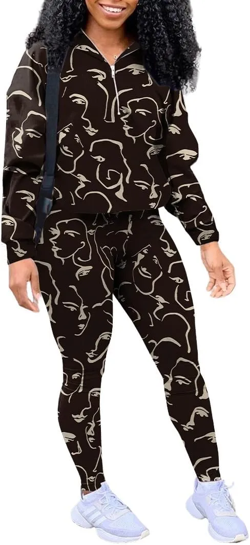 EOSIEDUR Women's Two Piece Outfits Zipper Jacket Pullover and Elastic Waistband Pants with Pockets Sweatsuit Tracksuit Sets