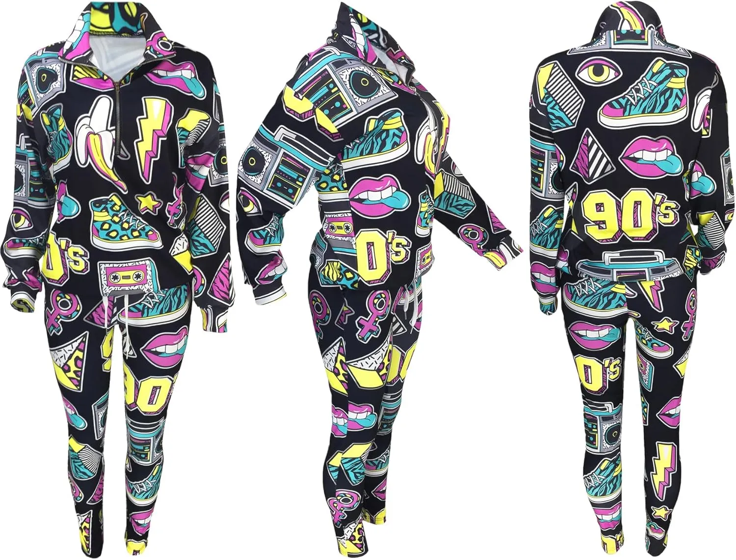 EOSIEDUR Women's Two Piece Outfits Zipper Jacket Pullover and Elastic Waistband Pants with Pockets Sweatsuit Tracksuit Sets