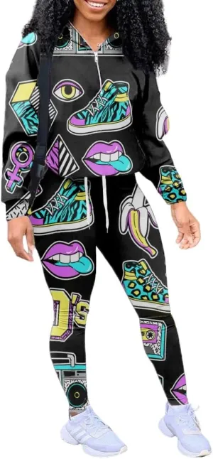 EOSIEDUR Women's Two Piece Outfits Zipper Jacket Pullover and Elastic Waistband Pants with Pockets Sweatsuit Tracksuit Sets