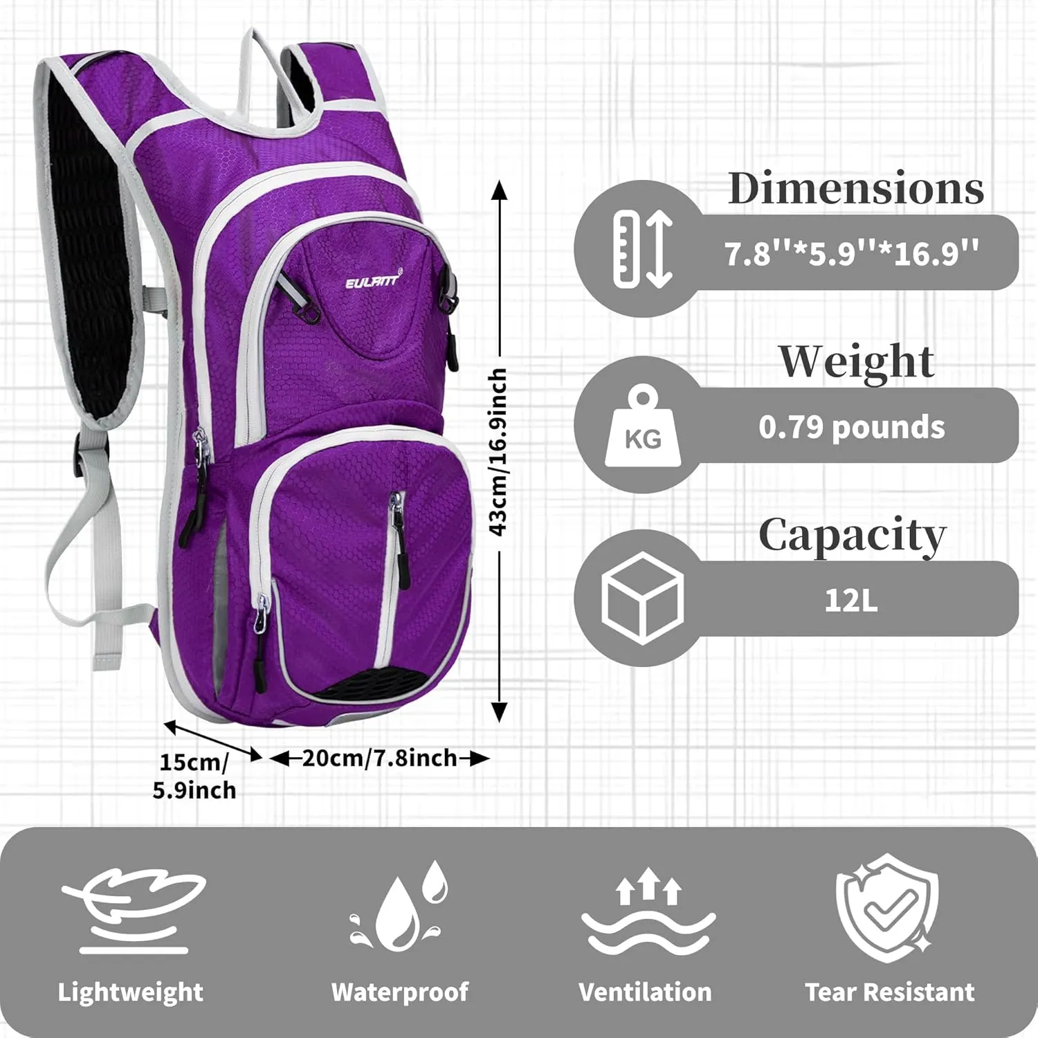 EULANT Running Backpack, Small Waterproof Daypack for Hiking Cycling Camping Walking Jogging, Water Backpack for Women Men