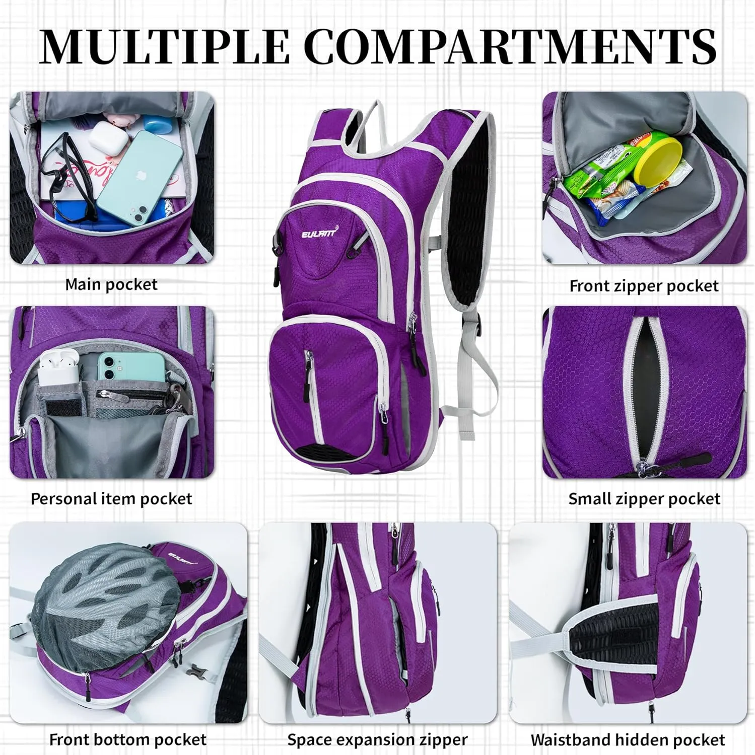 EULANT Running Backpack, Small Waterproof Daypack for Hiking Cycling Camping Walking Jogging, Water Backpack for Women Men