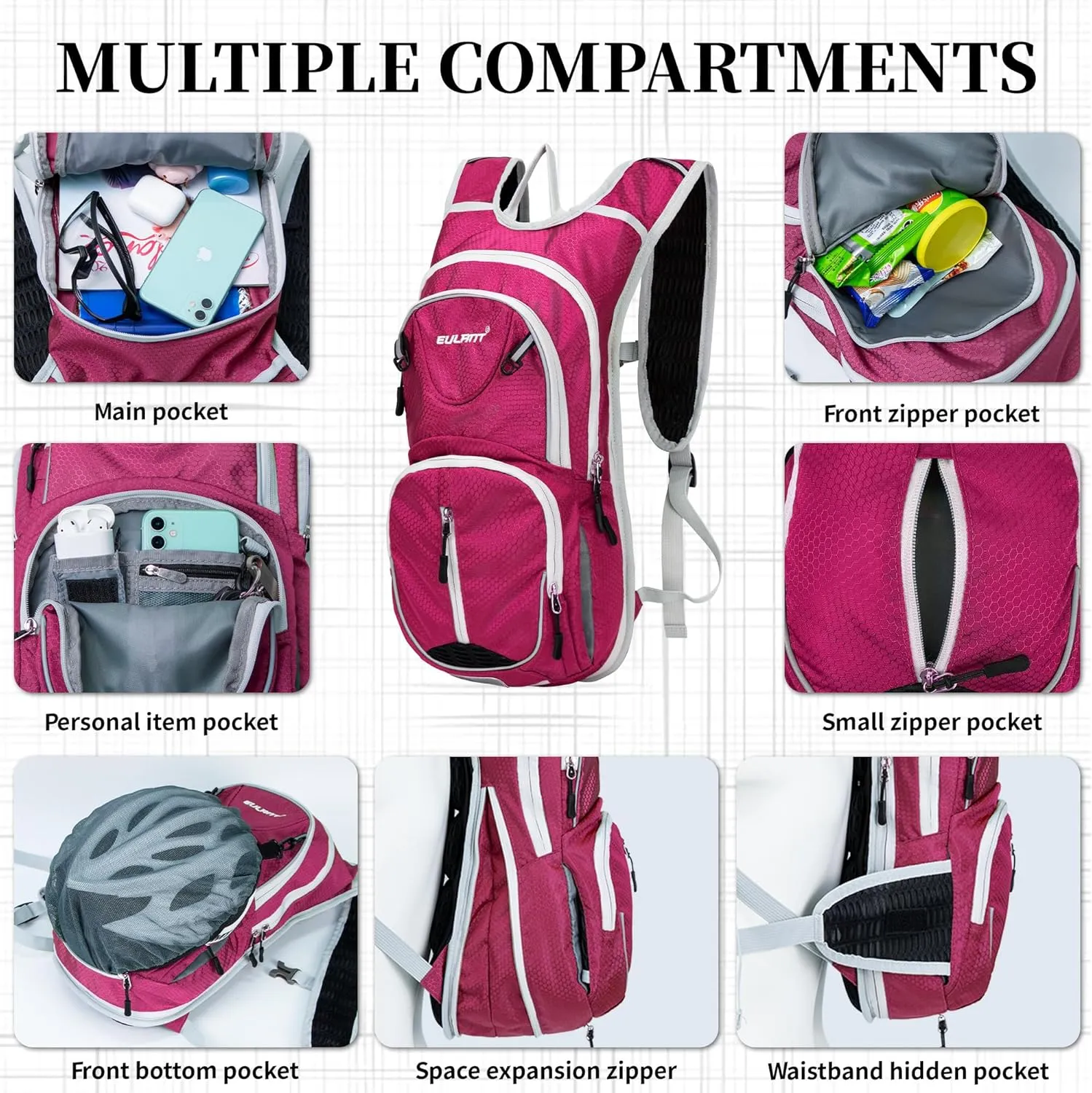 EULANT Running Backpack, Small Waterproof Daypack for Hiking Cycling Camping Walking Jogging, Water Backpack for Women Men