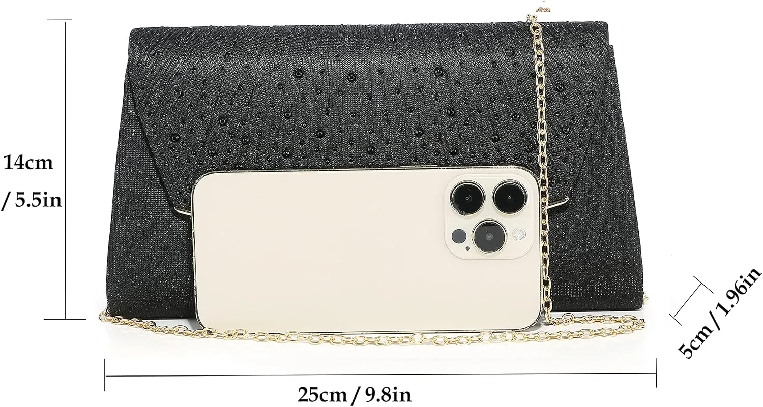 Evening Bag for Women Glitter Rhinestone Wedding Evening Purse Crystal Envelope Clutch Crossbody Shoulder Bags