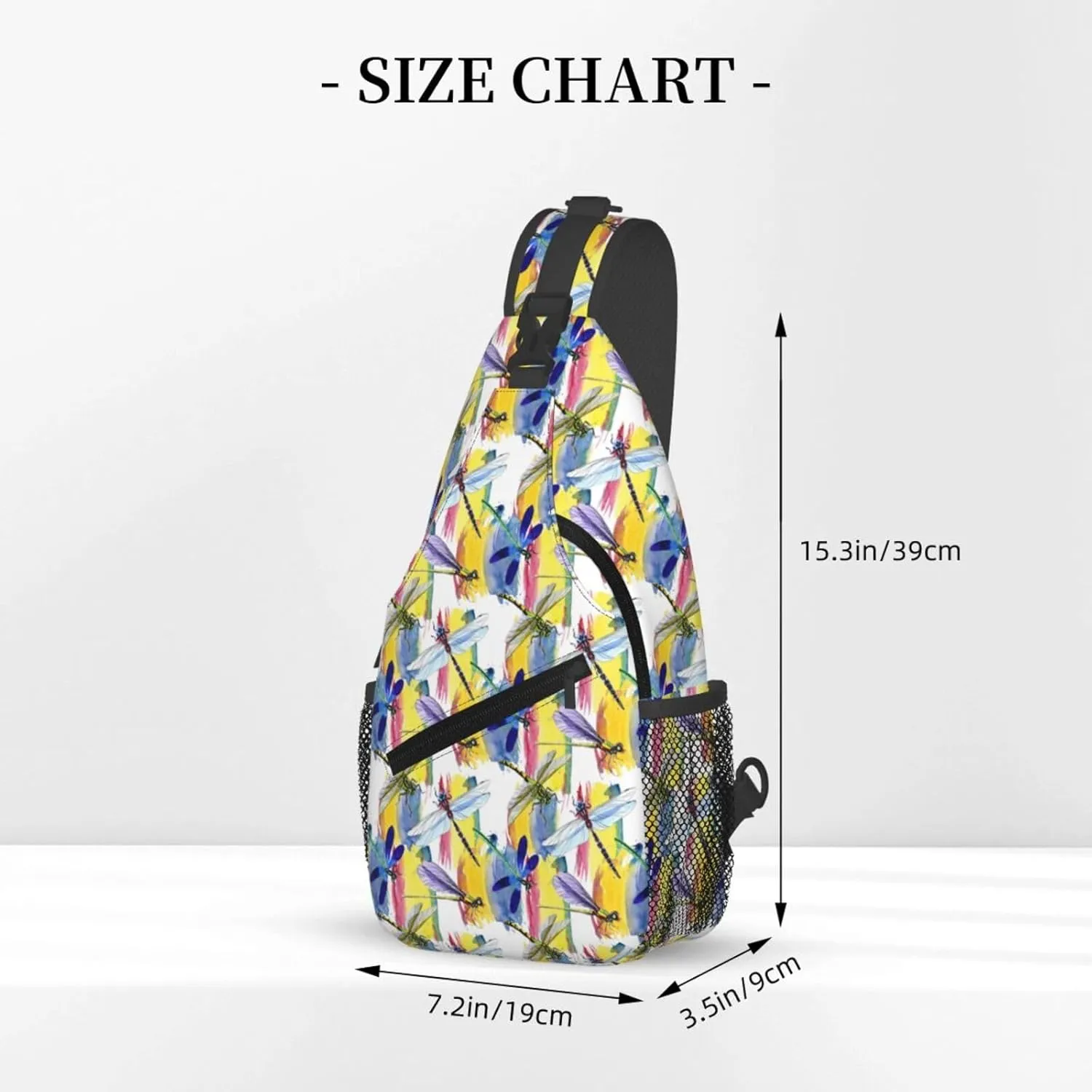 Exotic Dragonfly Wild Insect Pattern In A Watercolor Style Chest Sling Bag Crossbody Shoulder Backpack Bag Gym Cycling Daypack Travel Hiking Cross Bag