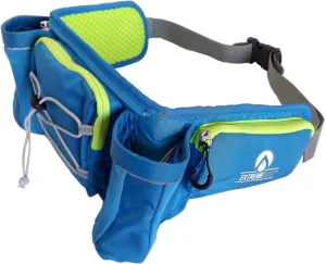ExtremeMIST Detachable Hydration Waist Pack - Water Bottle Holder Fanny Pack | Belt with 2 Bottle Holders| Zipper Storage Pockets| Perfect for Climbing, Running, Cycling, Jogging, Hiking (Blue, Small)
