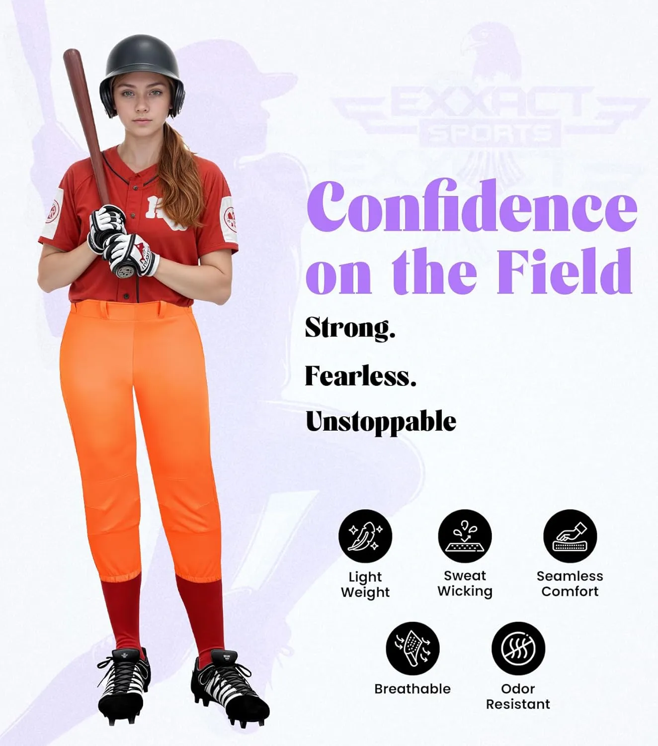 Exxact Sports Womens Softball Pants Knicker/Yoga Style Knee Length, 4-Way Stretch Low Rise Softball Pants for Women