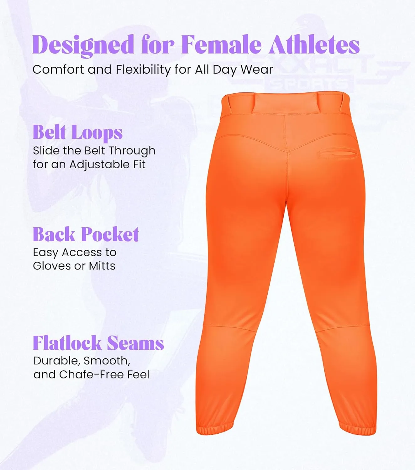 Exxact Sports Womens Softball Pants Knicker/Yoga Style Knee Length, 4-Way Stretch Low Rise Softball Pants for Women