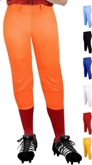 Exxact Sports Womens Softball Pants Knicker/Yoga Style Knee Length, 4-Way Stretch Low Rise Softball Pants for Women