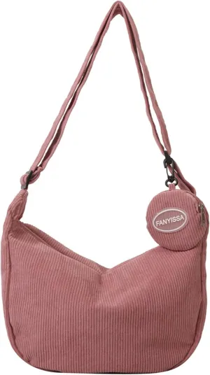 eYLun Women Corduroy Crossbody Bag Small Tote Bag Shoulder Handbag Adjustable Mini Crescent Bags