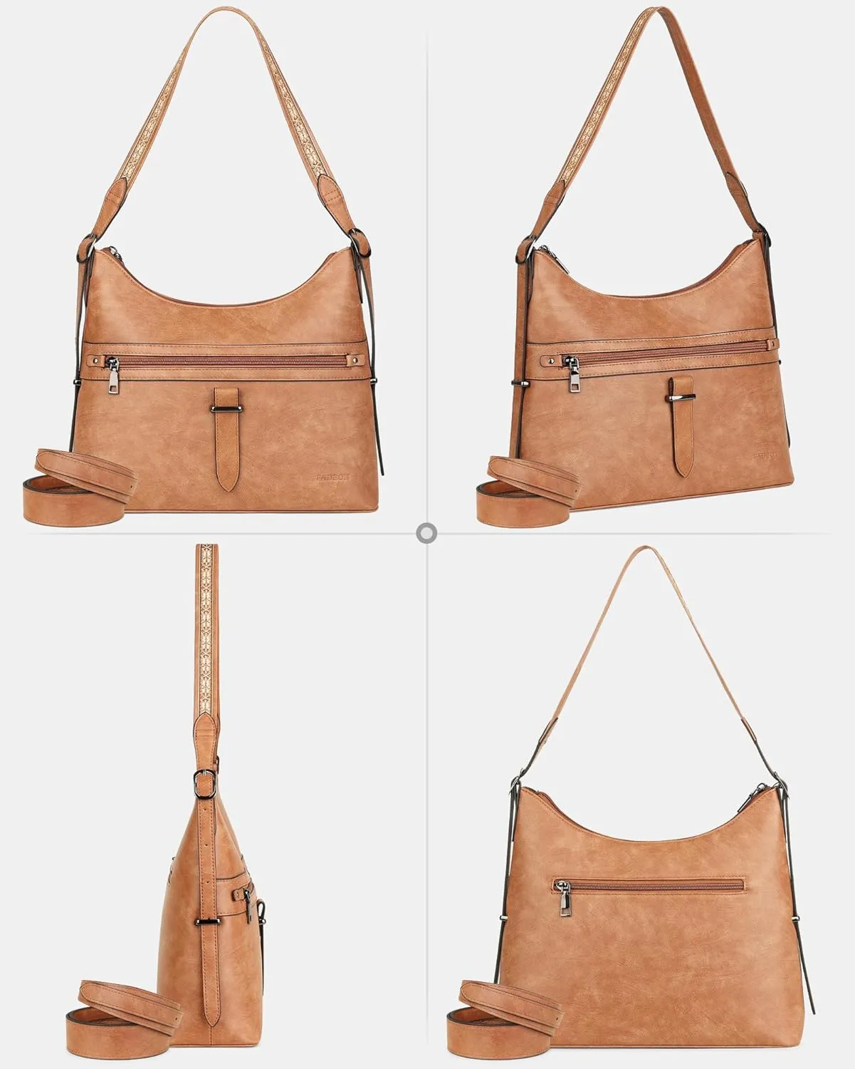 FADEON Hobo Bags Purse for Women Vegan Leather Crossbody Bag Designer Ladies Shoulder Cross Body Handbag Wide Straps