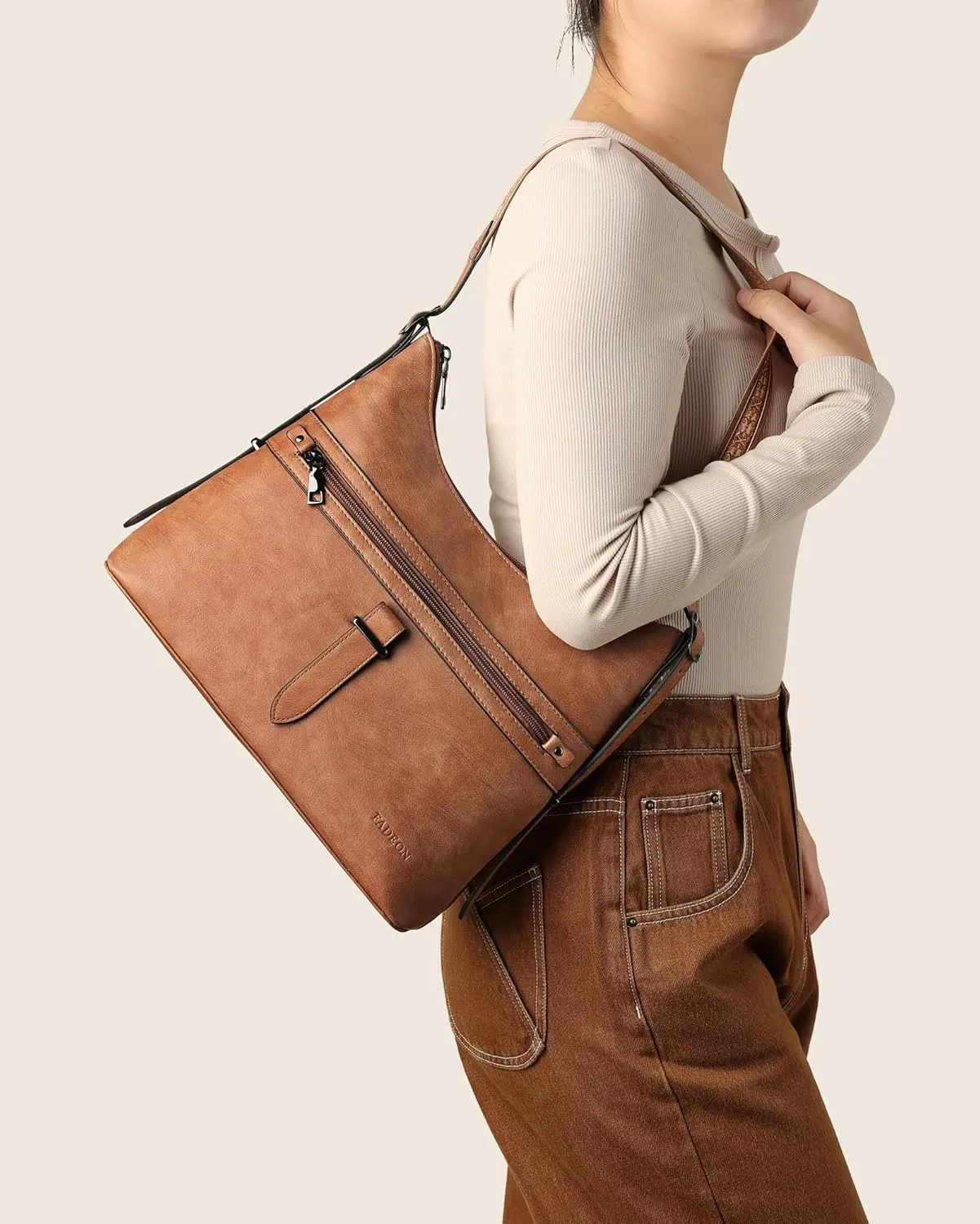 FADEON Hobo Bags Purse for Women Vegan Leather Crossbody Bag Designer Ladies Shoulder Cross Body Handbag Wide Straps