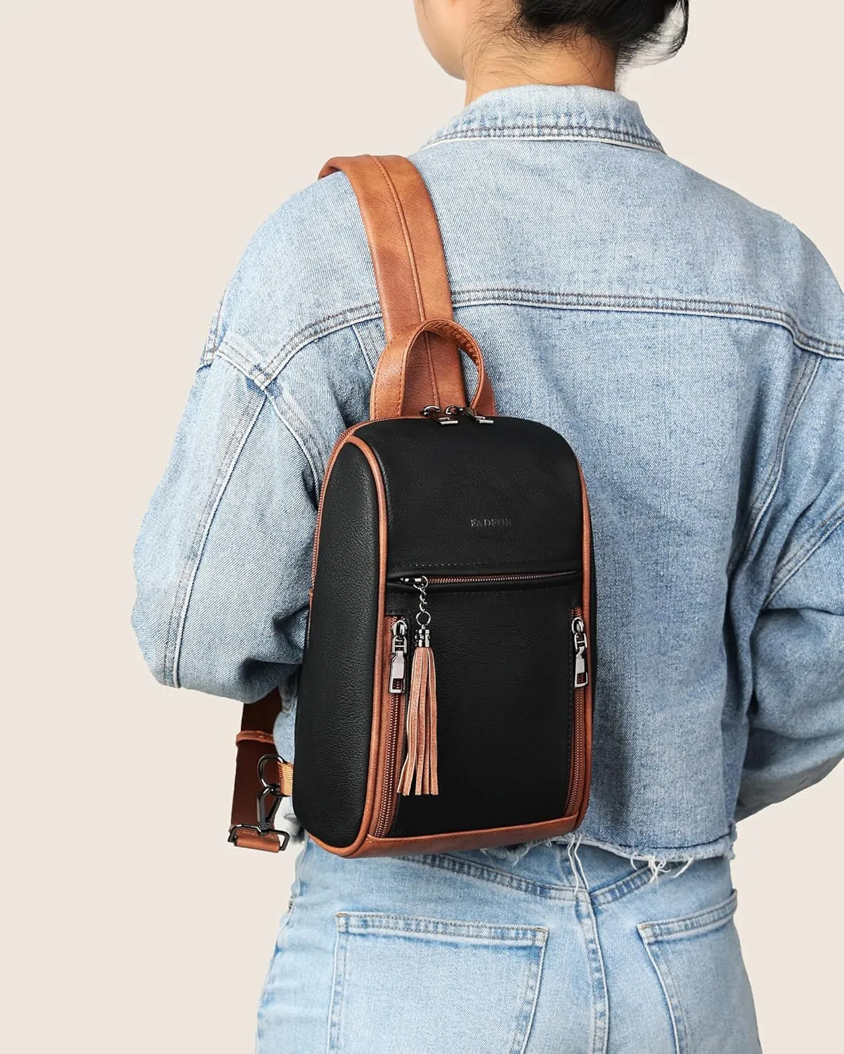 FADEON Sling Bag for Women Crossbody Purse Sling Bags, Designer Sling Purses Medium Travel Multi-Pocket Sling Backpack