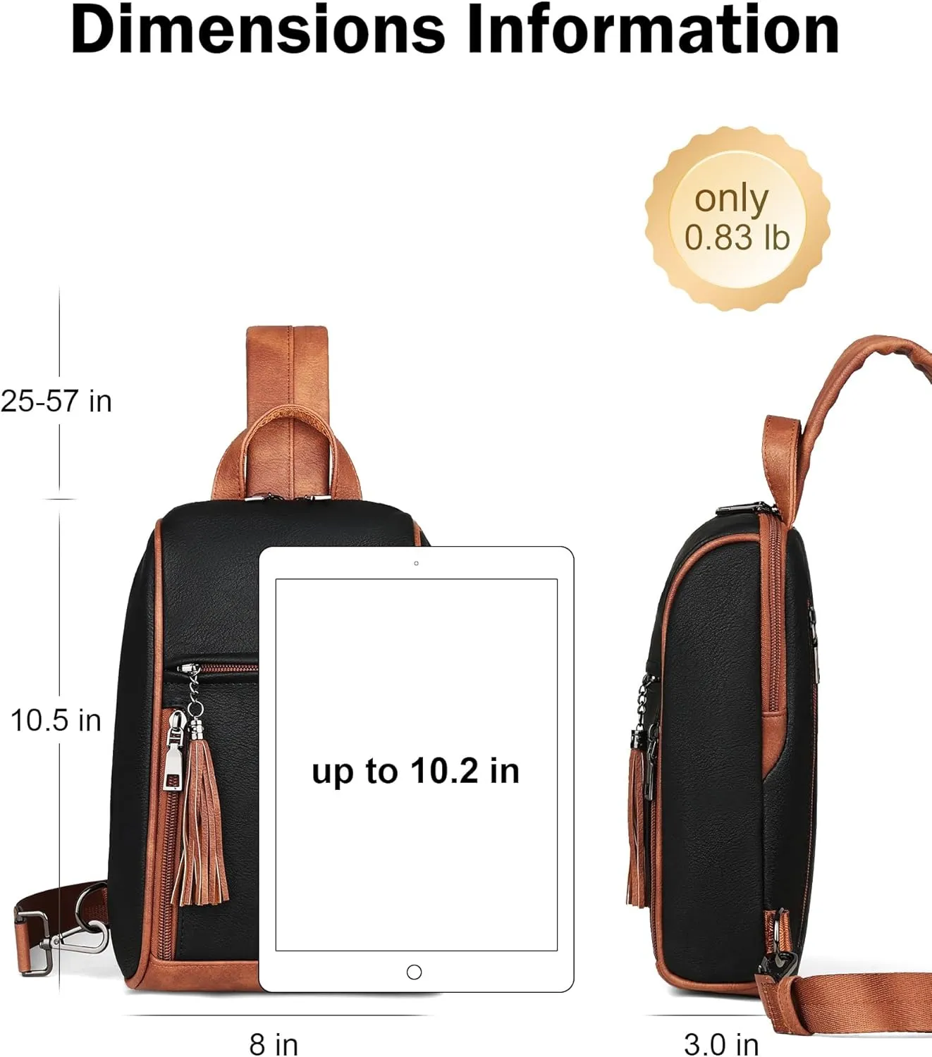 FADEON Sling Bag for Women Crossbody Purse Sling Bags, Designer Sling Purses Medium Travel Multi-Pocket Sling Backpack