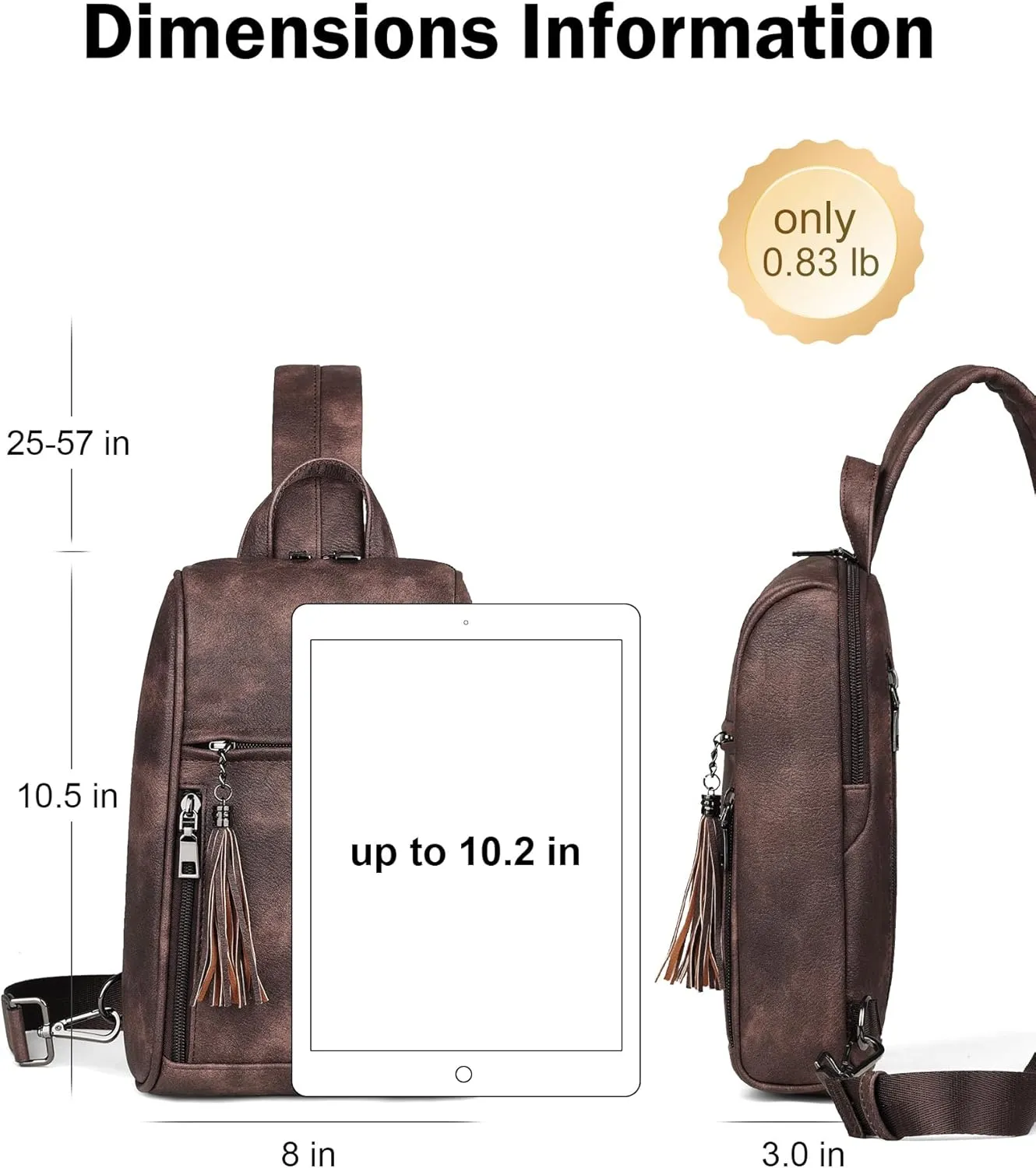 FADEON Sling Bag for Women Crossbody Purse Sling Bags, Designer Sling Purses Medium Travel Multi-Pocket Sling Backpack