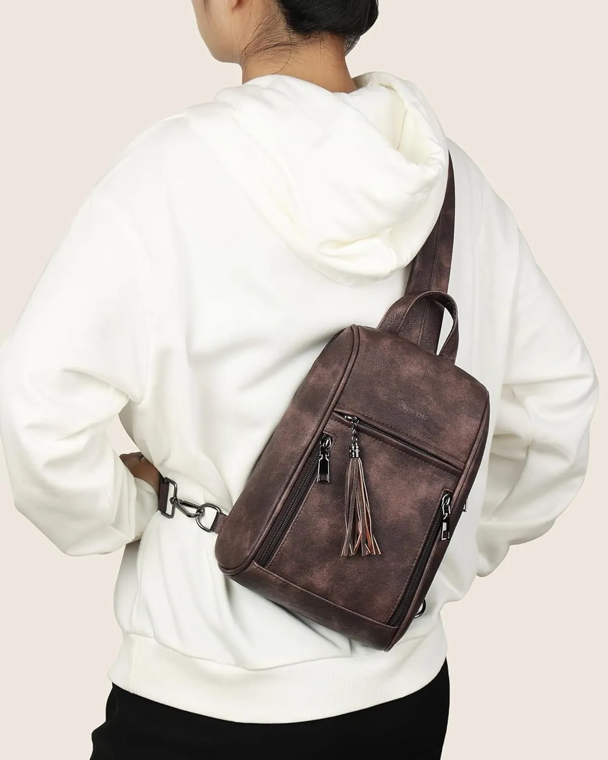 FADEON Sling Bag for Women Crossbody Purse Sling Bags, Designer Sling Purses Medium Travel Multi-Pocket Sling Backpack