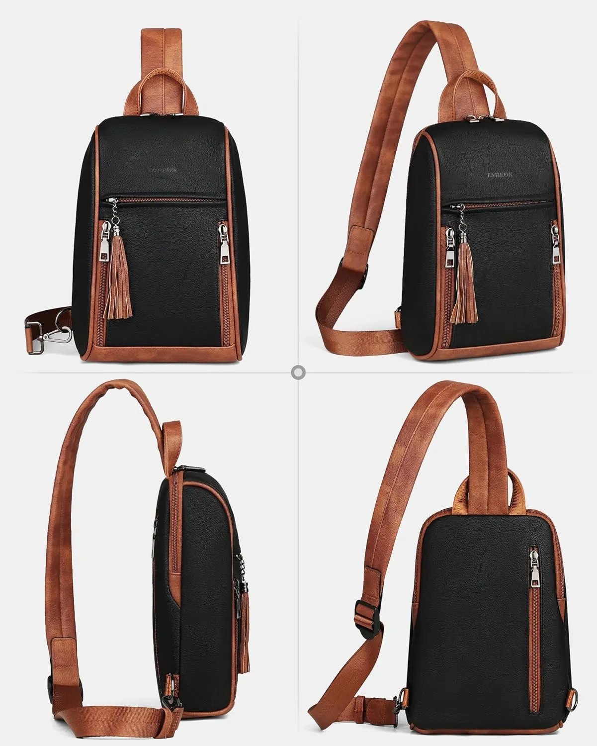 FADEON Sling Bag for Women Crossbody Purse Sling Bags, Designer Sling Purses Medium Travel Multi-Pocket Sling Backpack
