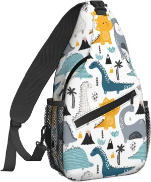 Famame Cute Animals Dinosaur Sling Backpack Chest Bag Crossbody Shoulder Bag Gym Cycling Travel Hiking Daypack For Men Women