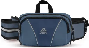 Fanny Pack for Men Women Waist Bag with Water Bottle Holder for Hiking, travel,Dog Walking, Workout,Cycling (Dark Blue)