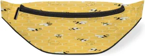 Fanny Pack for Women Men Cartoon Bees Geometric Print Waist Pack Crossbody Bag with Adjustable Straps for Hiking Running Walking Travel Cycling