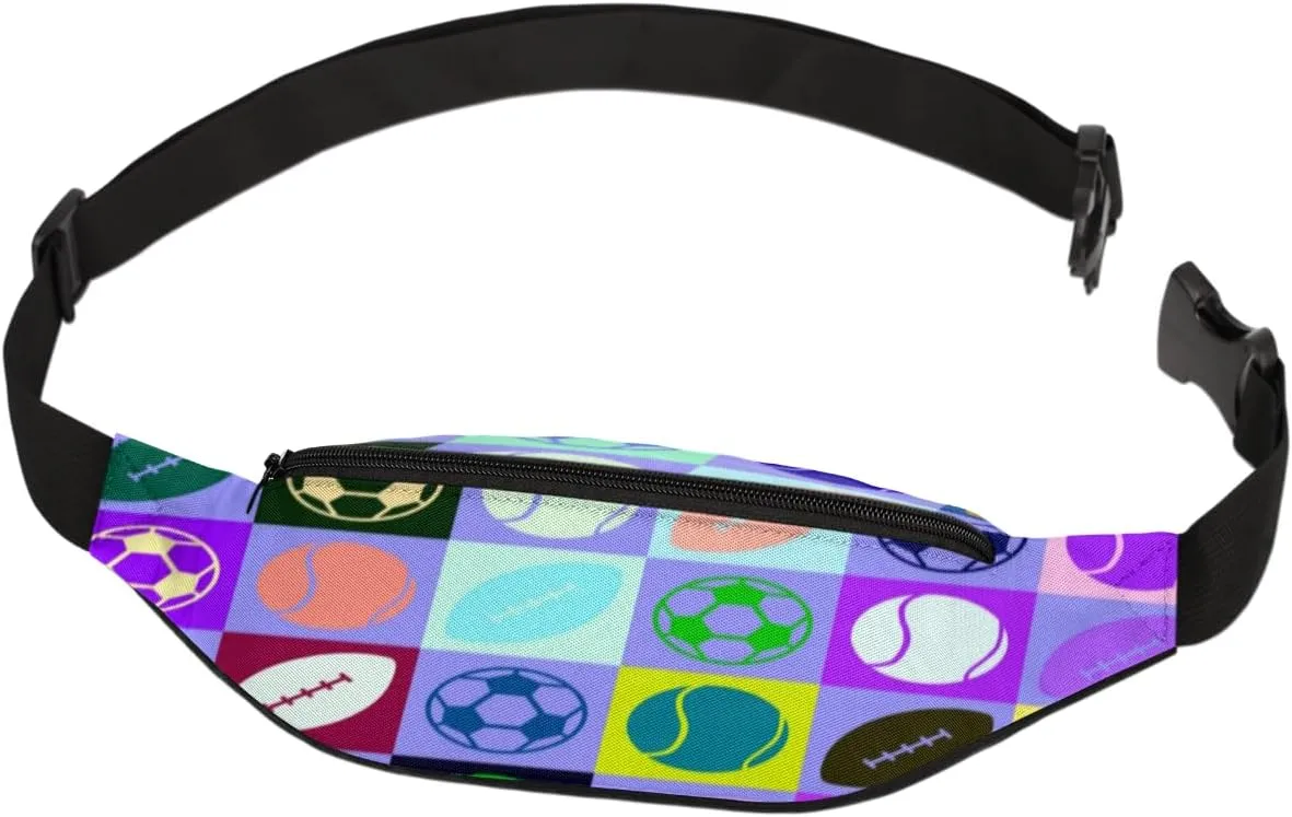 Fanny Pack for Women Men Colored Balls Sport Waist Pack Crossbody Bag with Adjustable Straps for Hiking Running Walking Travel Cycling