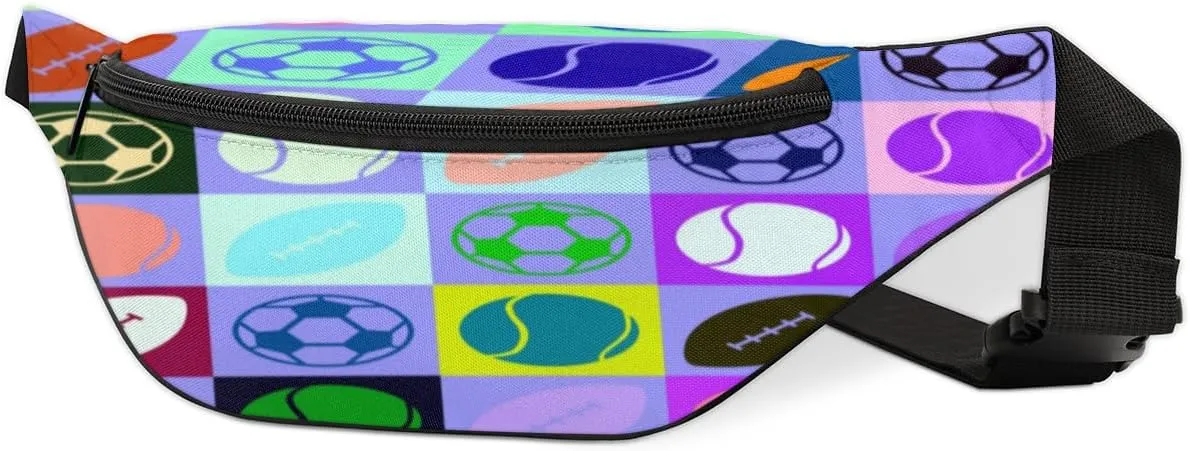 Fanny Pack for Women Men Colored Balls Sport Waist Pack Crossbody Bag with Adjustable Straps for Hiking Running Walking Travel Cycling