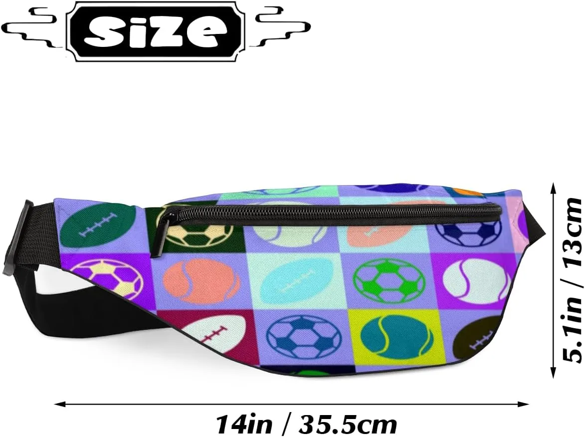 Fanny Pack for Women Men Colored Balls Sport Waist Pack Crossbody Bag with Adjustable Straps for Hiking Running Walking Travel Cycling