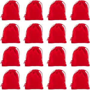 FASHEWELRY 50pcs Small Drawstring Velvet Bag 4.7x4 inch Jewelry Gift Pouches Red Party Wedding Favor for Candy Ring Dice Watch Packing Keepsakes