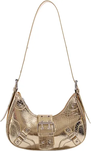 Fashion Crossbody Bag for Women, Y2k Purse Grunge Cross Body Purse Coquette Punk Harajuku Sling Purse Cutecore Purse (Gold)