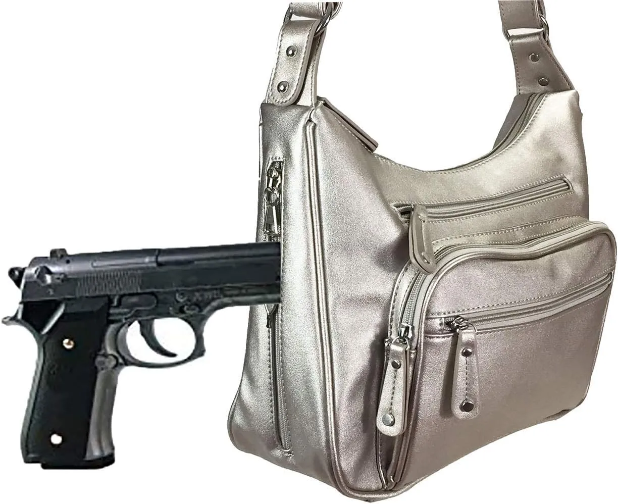 Fashion Locking Concealed Carry Big Hobo Bag CCW Cross Body Bag with Credit Card Slots