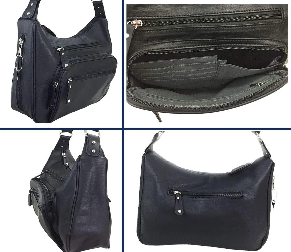 Fashion Locking Concealed Carry Big Hobo Bag CCW Cross Body Bag with Credit Card Slots